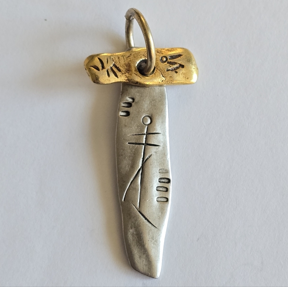 Vintage pendant pictograph pteroglyph Brutalist Modernist